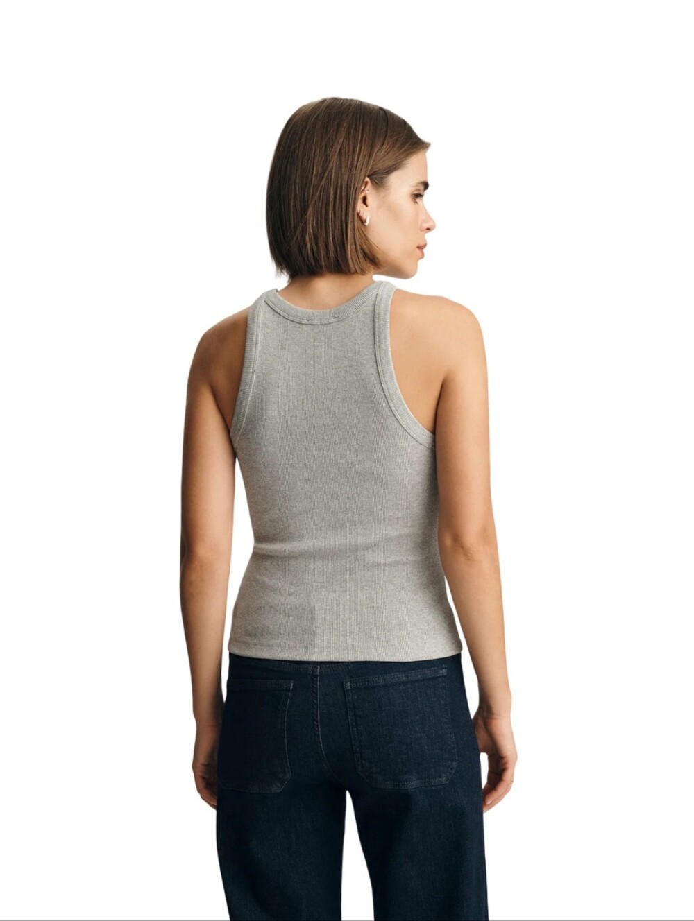 Tahari Light Grey Ribbed Racerback Tank - Picture 2 of 6